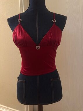 Forever 21 Red Rhinestone Heart Camisole